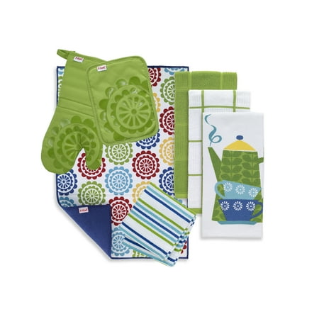 Kitchen Linens Basics Set, Eight Pack, Green