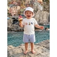 thumbnail image 5 of BemeyourBBs 2Pcs Toddler Baby Boy Summer Clothes Infant Baby Boys Summer Outfits Short Sleeve Sailboat Animal Embroidery T Shirt Tops and Elastic Waist Striped Pockets Shorts Set, 5 of 9