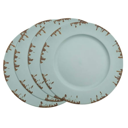Blue And White Charger Plates SARO LIFESTYLE Sousplat Collection Distressed Design Charger Plate - Set of 4 pcs 13