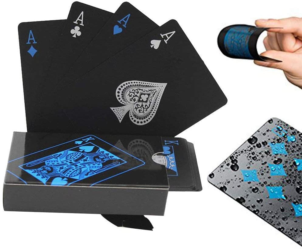 New Cool Black Plastic PVC Poker Waterproof Magic Playing Cards Desk Table GameG 