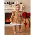 thumbnail image 5 of Cjfdfy Newborn Baby Girls Christmas Outfit Romper Dress Santa Claus Gingerbread Man Embroidery Long Sleeve Velvet Bodysuit With Headband Christmas Holiday Outfit 0-18M, 5 of 9