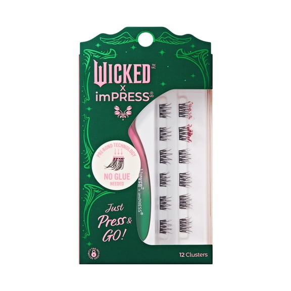 KISS  Self Adhesive Eyelashes WICKED x imPRESS, Bewitching, 8mm-10mm, 12 Lash Clusters