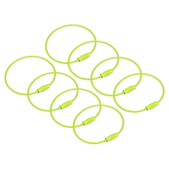 Uxcell 8Pack Cable Key Rings, 6-inch(155mm) Wire Keychain Twist Loops, Light Emerald Green