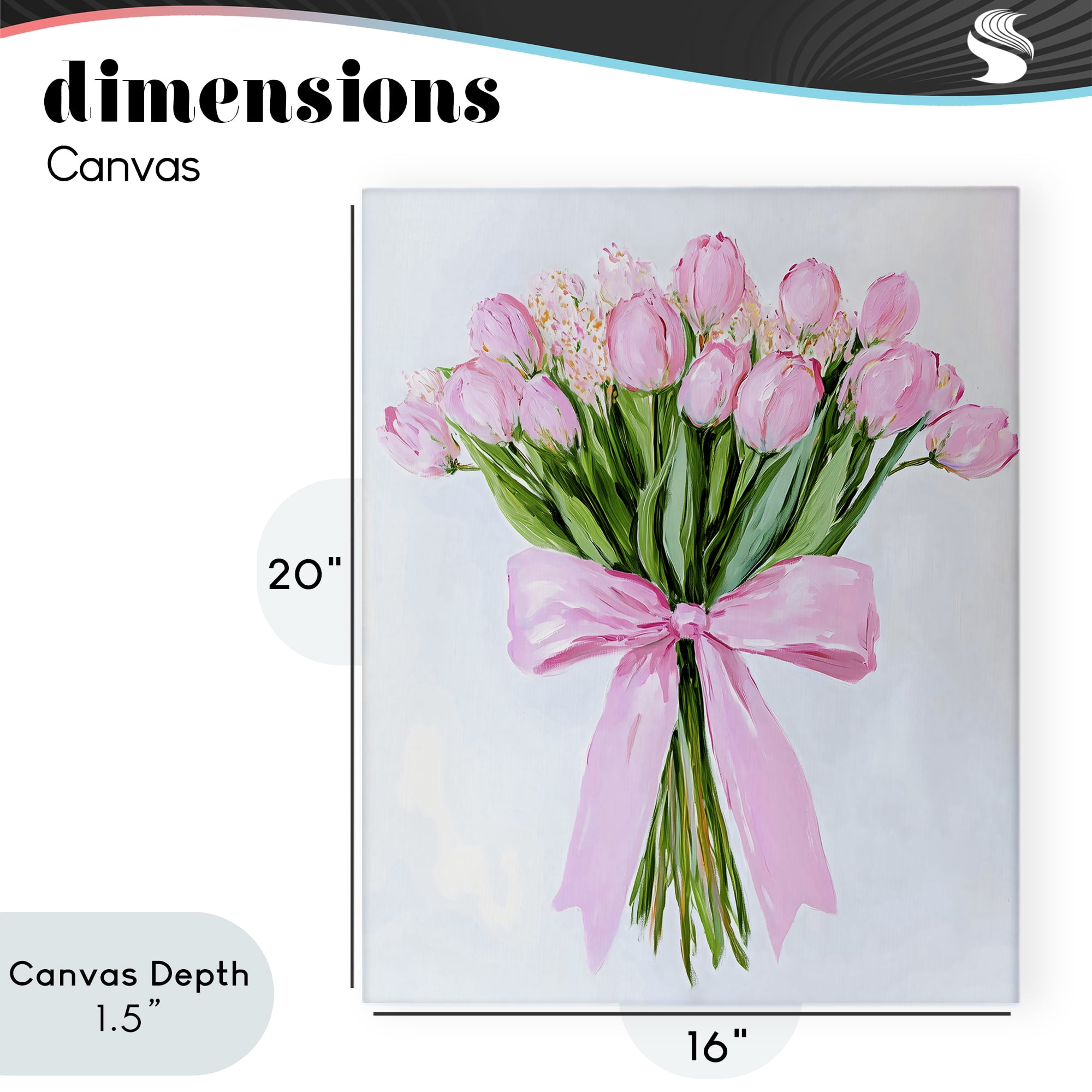 Stupell Industries Soft Pink Tulips with Ribbon Canvas Wall Art, design by The Prints Vibe
