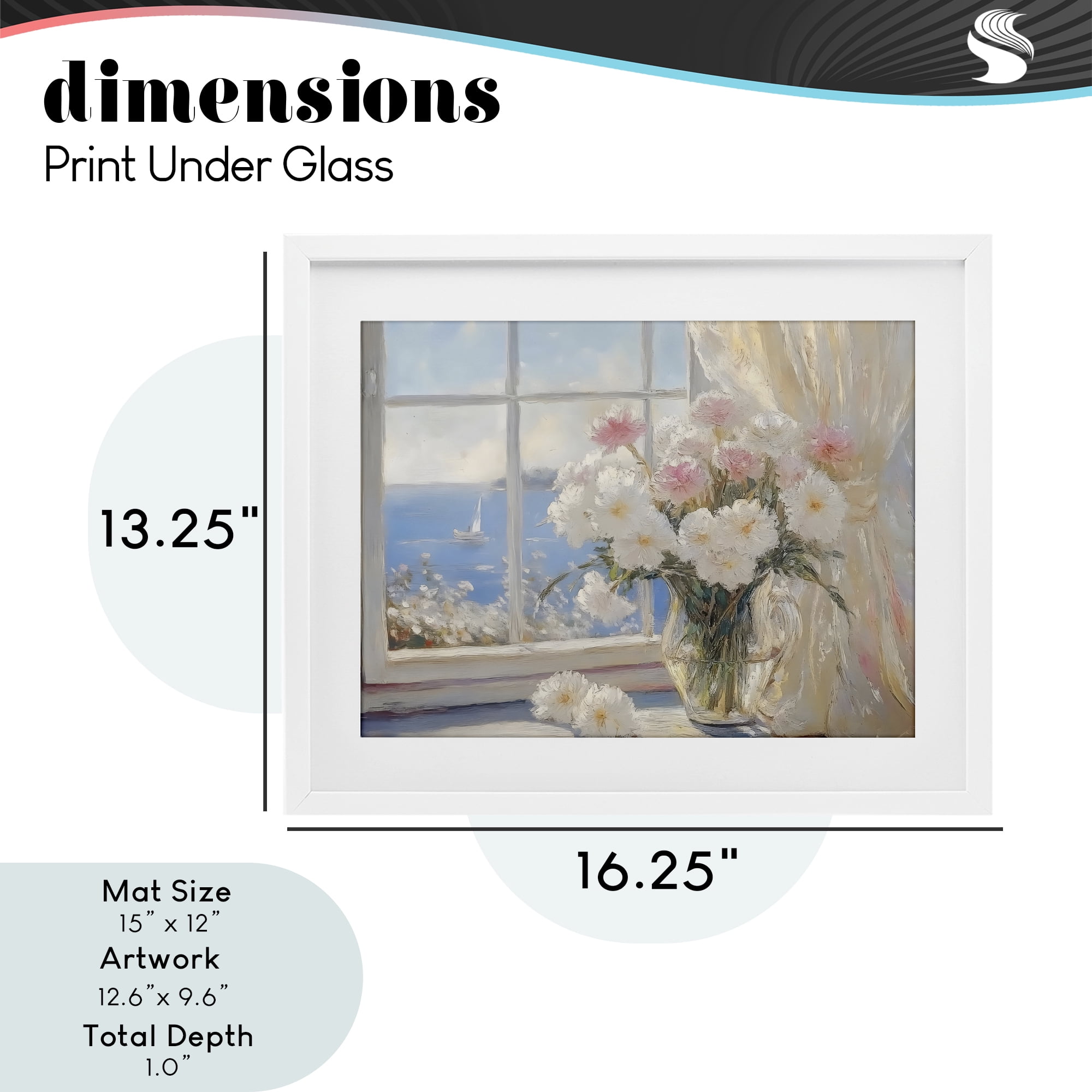 Stupell Industries Coastal View Floral Window Bouquet White Framed Print Under Glass, design by LSR Design Studio