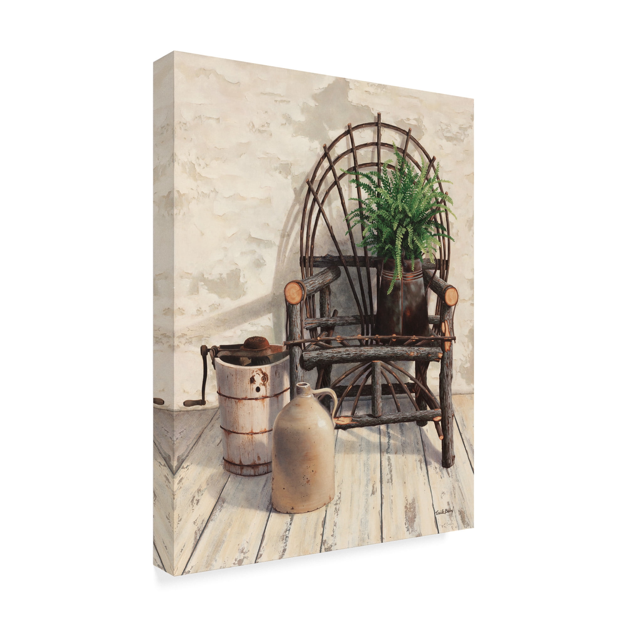 Trademark Fine Art 'Wicker Chair With Ice Cream Churn' Canvas Art by Cecile Baird