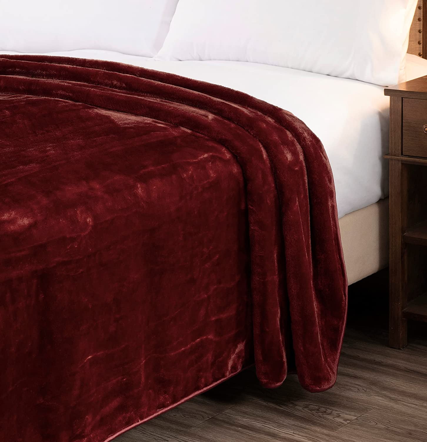 Chezmoi Collection Heavy Thick Korean Style Faux Mink Blanket Single Ply 9 Lbs, 750GSM Silky Soft Plush Raschel Mink Blanket, 92" x 106" US King Size, Solid Burgundy