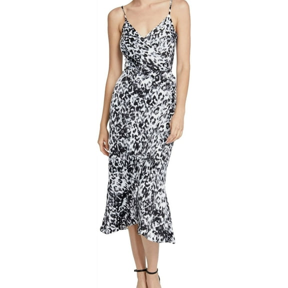 Rachel Roy Womens Animal Print Midi Dress, White, 2