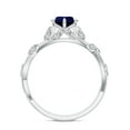 thumbnail image 3 of Vine Art Leaf Style Moissanite Ring Pear Shaped Blue Sapphire Engagement Ring in Sterling Silver/ White Gold Plated Engraved Promise Wedding Band Ring September Birthstone Jewelry, Ring Size 10, 3 of 8