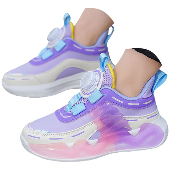 Boys Girls Running Shoes Kids Athletic Lightweight Breathable Gym School Shoes,Light Purple