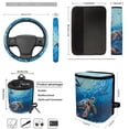 thumbnail image 4 of Jeiento Sea Turtle Car Seat Cover Set with Auto Steering Wheel Cover Seat Belt Strap Pads Blue Ocean Cup Holder Trash Bag Air Vent Storage Bag Keychain 12 PCS Interior Auto Accessory Decoration, 4 of 7