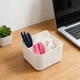 thumbnail image 4 of MKHSQHDG Today's Deals 3 Compartment Multiuse Caddy Organizer with Handle Art Craft Desk Stationery Pen Holder Stackable Back to School Stationery Storage, 4 of 5