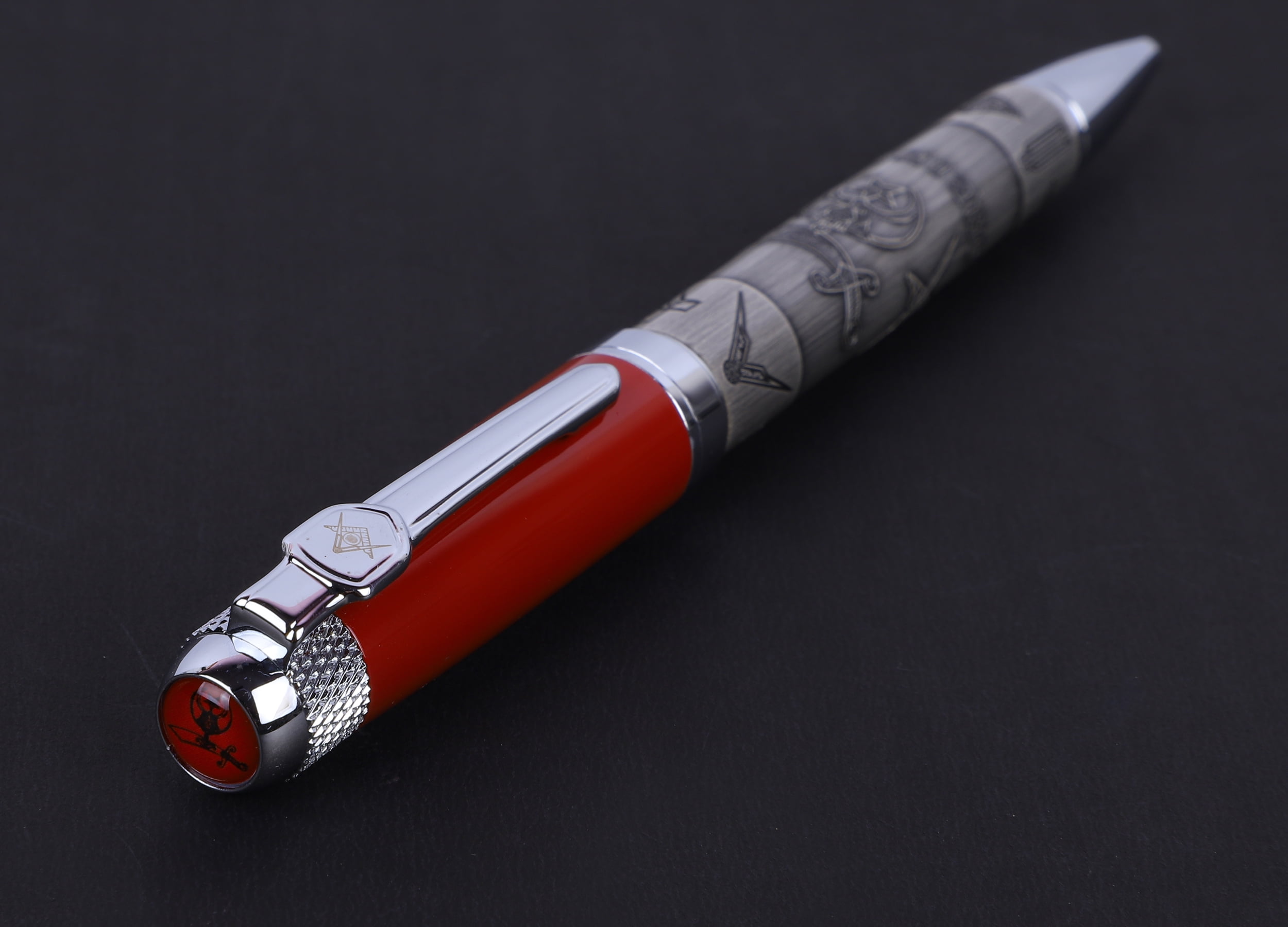 Trendy Zone 21 Shriner's Official Black Ink Ballpoint Pen, With Embossed Logo and Masonic Symbols - Gift Set for Members of the Masonic Order or Collectors