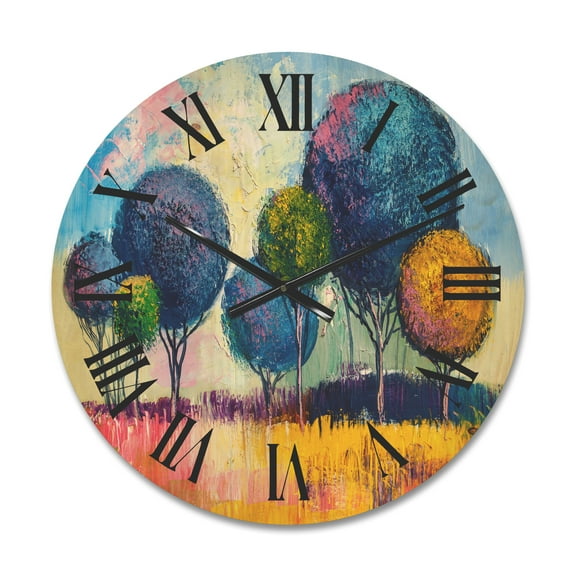 Designart 'Autumn Colorful Fantasy Trees III' Modern Wood Wall Clock