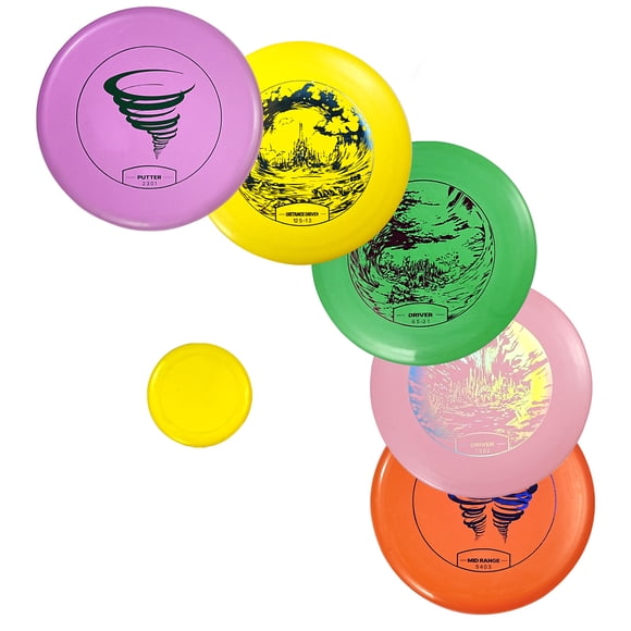 KFFKFF Disc Golf Set, 5 PCS Beginners Flying Discs, Disc Golf Starter Set for Full-Body Strength Training