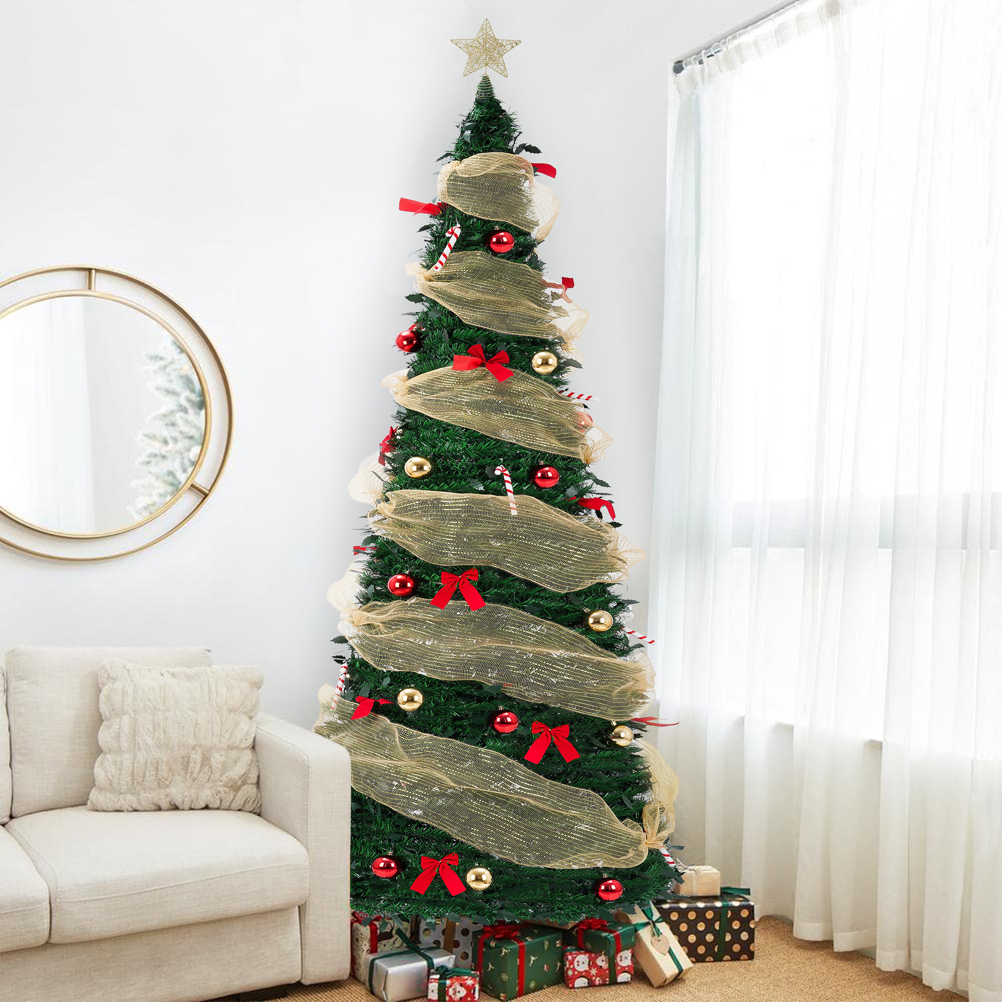 Yexmas 6ft Pop-Up Pre-Lit Christmas Tree, 300 LED Lights photo 6