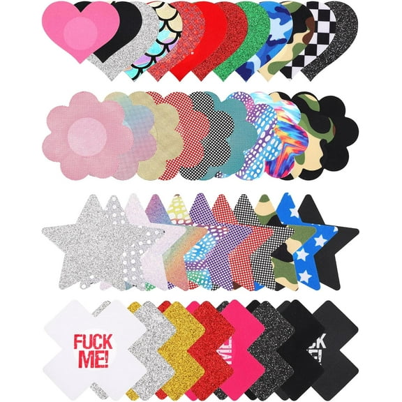 Glitters Nipple Cover Pasties Disposable Nipple Covers No Show Satin Breast Stickers Self Adhesive Pasties for Women