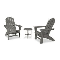 POLYWOOD Vineyard 3-Piece Curveback Adirondack Set in Slate Grey