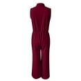 thumbnail image 5 of Chuancc One Piece Jumpsuits for Women Dressy Casual Sleeveless Crewneck Wide Leg Rompers Jumpers Vacation Summer Outfits Wine M, 5 of 5