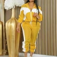 thumbnail image 2 of UAMVSH 2 Piece Outfits for Women Fashion Color Block Full Zipper Jackets with Jogger Pants Lightweight Sweatsuits Sets(X-LargeYellow), 2 of 6