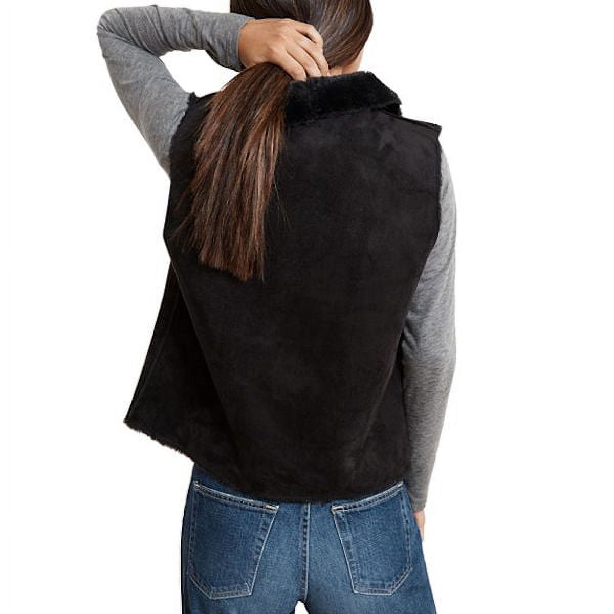 Masseys Women's Reversible Faux Fur & Faux Suede Vest in Black - L
