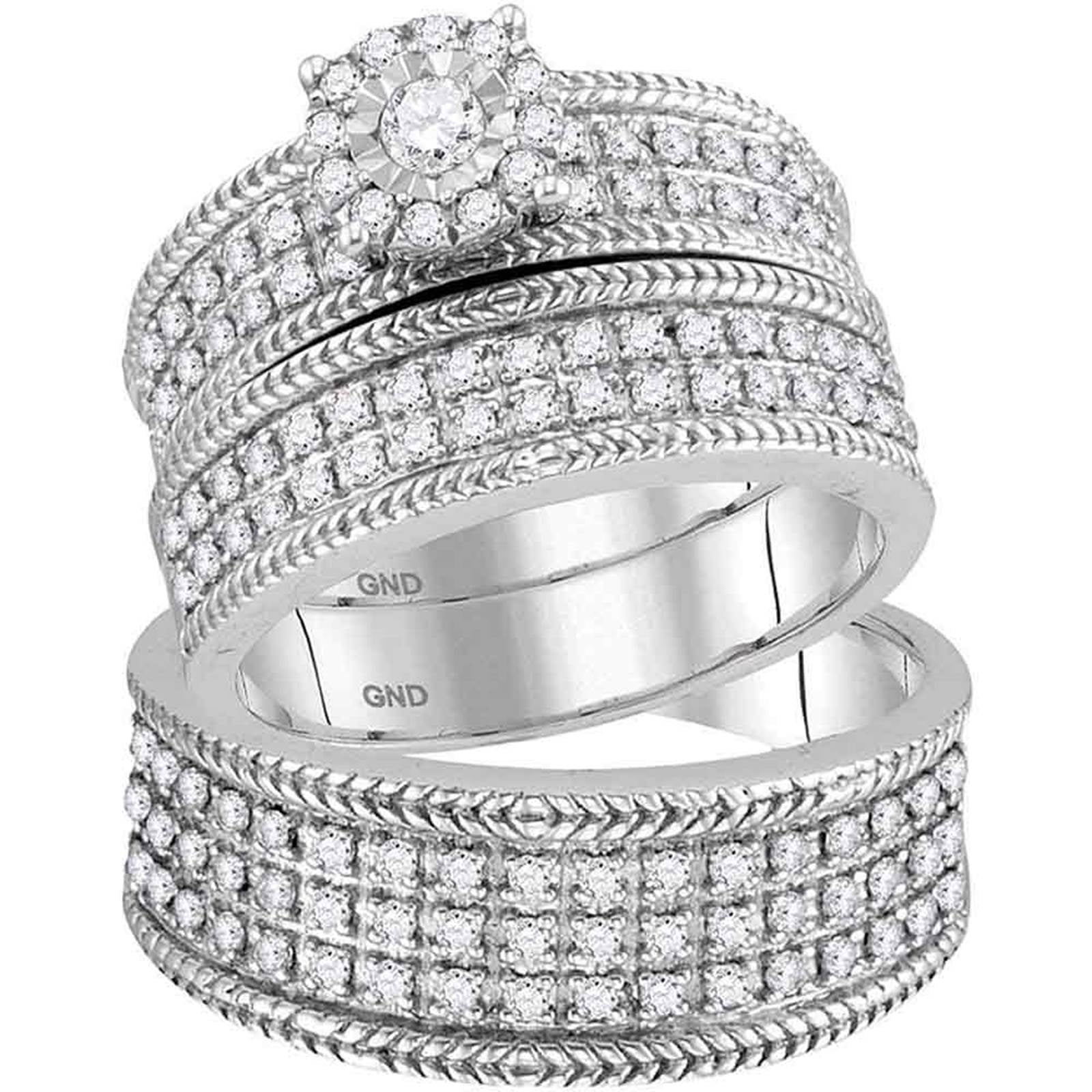 Fusion Collections 10kt White Gold His Hers Diamond 