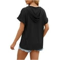 thumbnail image 5 of Besolor Women's Summer Tops with Hooded Buttons Short Sleeve T-Shirts Casual Drawstring Solid Color Dressy Blouses Tee, 5 of 5