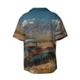 thumbnail image 5 of KLL Deserted Classic Car Landscape Print Men's Shirt Short Sleeve Button Down Summer Cuba Beach Shirts- X-Large, 5 of 5