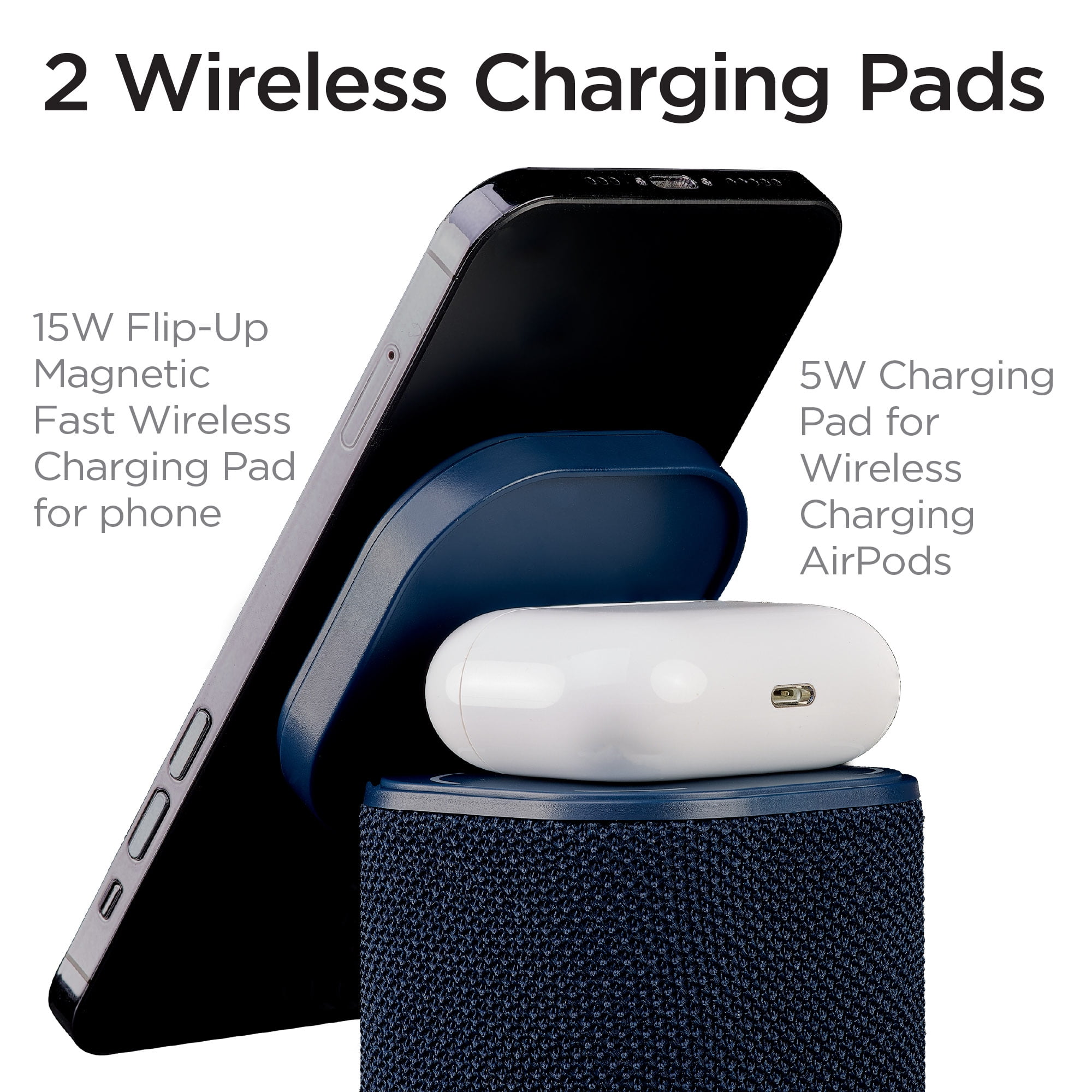 iHome Bluetooth Speaker with Wireless Charger, Charging Station with Color Changing Night Light