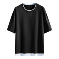 thumbnail image 1 of Wyzesi Open Front Cardigan Coat Mens Short Sleeved T Shirt Summer Mens Cotton Half Sleeved T Shirt Korean Version Of Solid Color Crew Neck Base Shirt Mens Cardigan Sweaters, 1 of 4