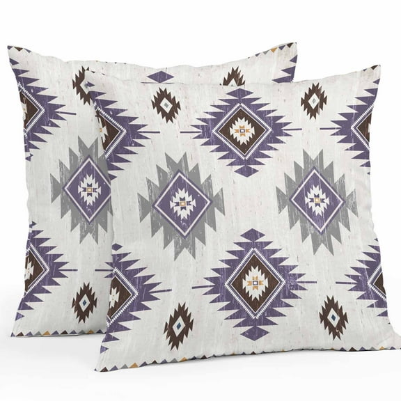 Purple Grey Outdoor Waterproof Pillow Covers 20x20 Pack of 2 Aztec Ethnic Southwestern Native Geometric Decorative Outdoor Pillow Covers Square Cushion Cases for Patio Furniture Pergola Couch