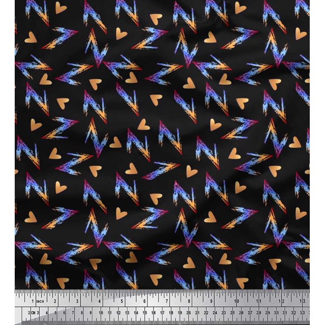 Soimoi Georgette Viscose Fabric Heart & Text Print Sewing Fabric Yard 42 Inch Wide