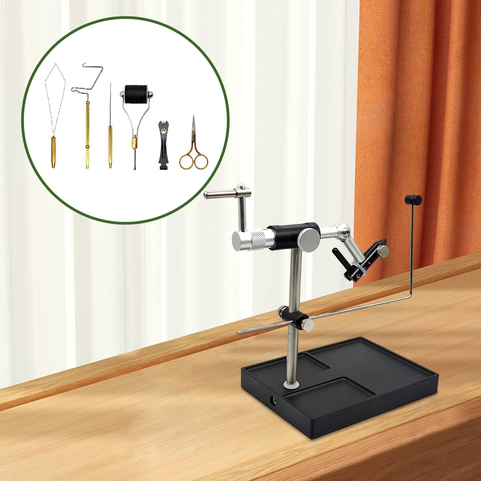 Wswqop Fly Tying Set, Fishing Fly Tieing Tools, Rotary Fly Tying Vise and Pedestal, Fly