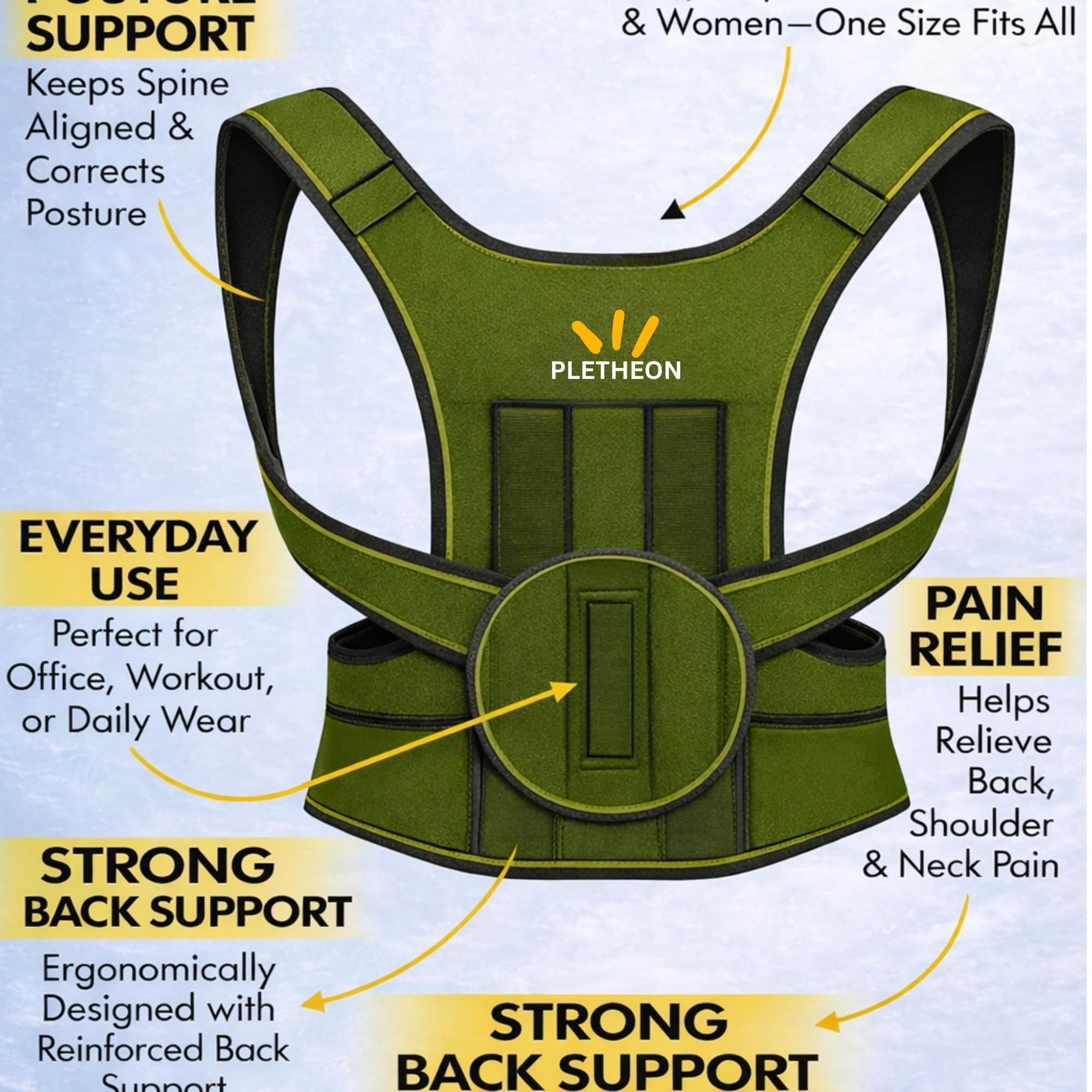 Adjustable Posture Corrector Belt for Men and Women Back Support Brace for Spine Alignment, Pain Relief & Shoulder Correction