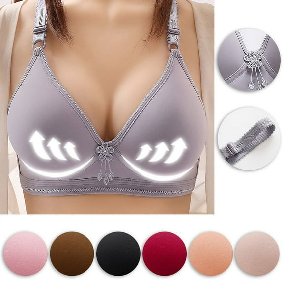 safuny Everyday Bra for Women Ultra Light Lingerie Color Hollow Out Perspective No Rims Comfort Daily Brassiere Underwear Steel Ring Free Wireless Push-Up Bra Brown L