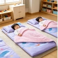 thumbnail image 6 of Wake In Cloud - Toddler Nap Mat with Pillow and Blanket, 100% Cotton Fabric, for Ages 3 Plus in Daycare Kindergarten Preschool, Roll Up Sleeping Bag, (Style#1), 6 of 7