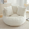 thumbnail image 2 of Aukfa 45" Oversized Round Bean Bag Chair, Deep Seat Lounger with 3 Pillows, No Assembly Sofa, Beige, 2 of 8