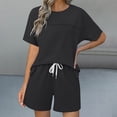 thumbnail image 2 of Yubnlvae Women's Summer 2-Piece Outfit - Color Block Lounge Set with Pockets Black Xl, Summer Two Piece Set with Pockets Loose Fit Color Block Design Casual Chic Women's Outfit, 2 of 8