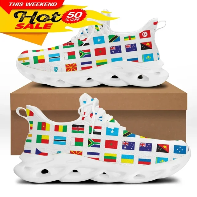 Zapatos de diseño con banderas del mundo para hombre, calzado informal de primavera para exteriores, zapatillas antideslizantes para caminar, zapatillas planas transpirables