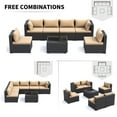 thumbnail image 7 of MRUAKA 7 Pieces Patio Furniture Set, Outdoor Furniture Sectional Rattan Sofa, Patio Couch with Glass Coffee Table for Backyard Garden Khaki, 7 of 7