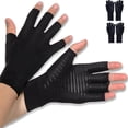 thumbnail image 1 of HLONK 2 Pairs Copper Arthritis Gloves-High Copper Content Infused Non-slip Fingerless Compression Glove Women Men Relieve Hand Pain Swelling Carpal Tunnel Typing Support for Arthritic Joi, 1 of 6