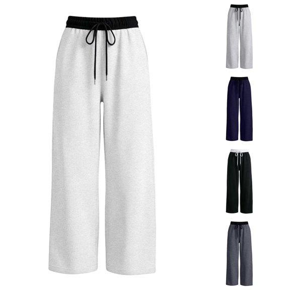 WhouRiu Girls Casual Pants Solid Color Drawstring Waist Loose Straight Leg Pants Kids Comfortable Versatile Everyday Trousers,15-16 Years