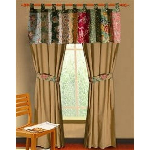 Antique Chic Patchwork Tab Top Valance 84"W x 21"L