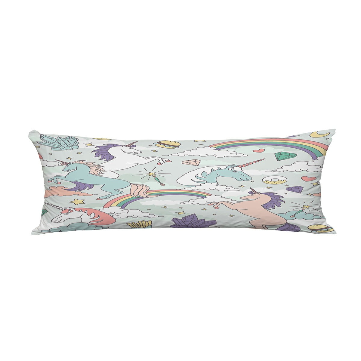 ABPHQTO Unicorns Rainbows Clouds Stars And Crystals Body Pillow Covers