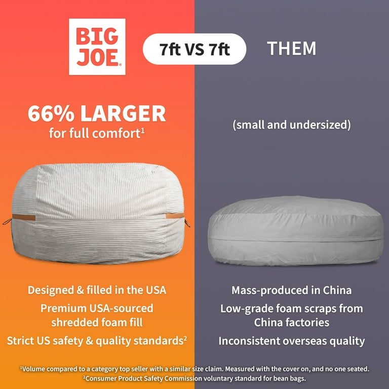 Anuwaa Giant 4ft Bean Bag Chair - Memory Foam, Removable Cover, For Adults & Teens