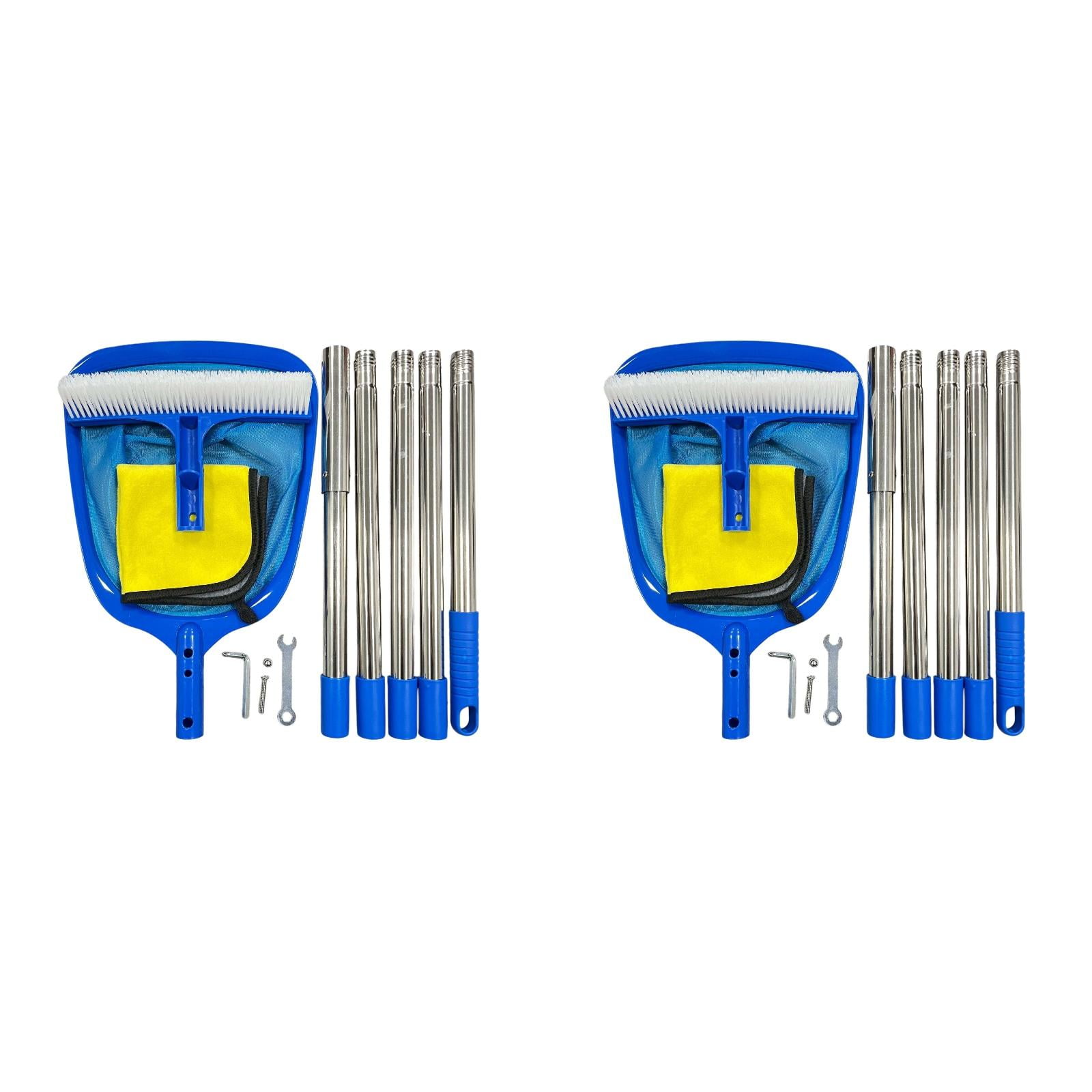Pool Cleaning Kit with Hand Skimmer Net 78.75 Inch Aluminum Pole and 10 Inch Long Pool Brush Maintenance Tool for Above Ground Inground Ponds Home Tubs Spa