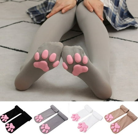 

Cat Paw Socks for Women Girls Kawaii 3D Cat Claw Toe Cute Gift Lolita Cat Paw Pad Thigh High Socks Gray
