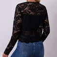 thumbnail image 5 of Kaemgyyd Women's Lace Cardigan Summer Trendy Mesh Open Front Long Sleeve Coat Elegant Print Cropped Jacket Cover Up, 5 of 5