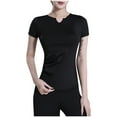 thumbnail image 2 of Womens Short Yoga Top Elastic Sports Tight Fitting Short Sleeved Round Neck Top/shirt, 2 of 3