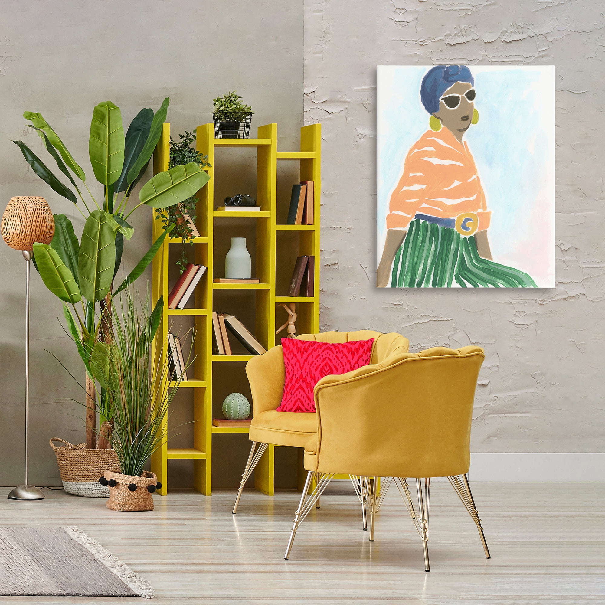 Stupell Industries Stylish Woman with Headwrap People Painting Wrapped Canvas Art Print Wall Art, 30 x 40